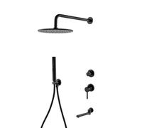 Douche Robinet Ensemble Matt Back Bathtub Hot Cold Cold Brass Bras Diverter Kit Taper avec main et tuyau (12 pouces) Beauty Comes