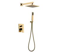 Douche Robinet Ensemble or, laiton massif salle de bain de salle de bain mélangeur de pluie de douche de douche monté 8 "Précipitation de douche avec douche à main Finish en or poli pour salle