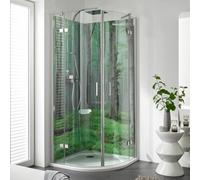 Douche ronde en 4 parties HSK Atelier Plan, rayon 550 mm, dimensions : 100,0 cm x 200,0 cm, 17508100550-41-50, Cabines de douche: Aspect chromé : ESG clair