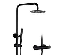 Douche salle de bain thermostatique de douche de douche ensemble noir/chromée de pluie chromée robinet en laiton mélangeur divertisseur puix de robinet à main douche à main LWX
