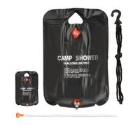 Douche solaire 20 litres, lot de 2, camping, randonnée, à suspendre, pliable, avec douchette, extérieur, mobile, noir
