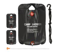 Douche solaire 20 litres, lot de 3, camping, randonnée, à suspendre, pliable, avec douchette, extérieur, mobile, noir