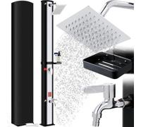 Douche Solaire 40L, Douche de Jardin Solaire, avec Pommeau de Douche, Robinet et Housse de Protection, Température de l'eau Réglable Jusqu'à 60°, sans Raccordement Électrique, pour Piscine Plage