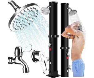 Douche Solaire 40L - Douche de Jardin Solaire Chaude avec Robinet et Pommeau de Douche à Effet Pluie, Température Réglable Jusqu'à 60°C, Douche Solaire Exterieure Idéal pour Piscine Plage Jardin