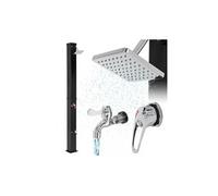 Douche solaire d'extérieur carré 40 l 217 cm + douche à pied et pomme de doucche Noir