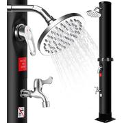 Douche Solaire Exterieure 35L avec Pommeau de Douche Rotatif, Douche à Pied et Thermomètre intégré, Douche de Jardin Piscine sans Raccordement électrique, 60°C Max, Noir (35L)