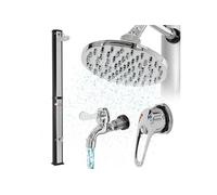 Douche solaire pour l?extérieur 35 litres noir/argent + robinet raccord eau pied