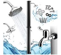 DOUCHE SOLAIRE - TECTAKE - Douche solaire ORINOCO 40 litres Eau chaude sans raccordement électrique Robinet inclus - Noir/Gris