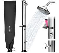 Douche solaire - TECTAKE - ORINOCO, 40 L, jusqu'à 60 °C, pomme de douche pivotante 360°, PVC, 29 x 47,5 x 222 cm - Noir