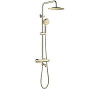 Douche, thermostatique Gold Luxury Shower Taps set en laiton Diverter Mixer Waterfall Falkfall Douche avec piste de douche de 8 pouces et coup de poils, ensemble de douche murale, décoration E LWX