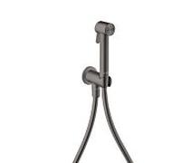 Douches bidette Hansgrohe AXOR Pommeau de douche bidette 29240340 1 jet rond pour eau froide avec support de pommeau de douche et flexible de douche 1,25 m, chrome noir brossé