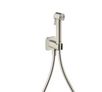Douches bidette Hansgrohe AXOR Pommeau de douche bidette 29241800 1 jet Softsquare pour eau froide avec support de pommeau de douche et flexible de douche 1,25 m, acier inoxydable optique