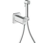 Douches bidette Hansgrohe AXOR Pommeau de douche bidette 29243000 1 jet Softsquare pour eau mitigée avec support de pommeau de douche et flexible de douche 1,25 m, chromé