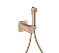 Douches bidette Hansgrohe AXOR Pommeau de douche bidette 29243300 1 jet Softsquare pour eau mitigée avec support de pommeau de douche et flexible de douche 1,25 m, or rouge poli