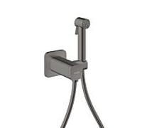 Douches bidette Hansgrohe AXOR Pommeau de douche bidette 29243330 1 jet Softsquare pour eau mitigée avec support de pommeau de douche et flexible de douche 1,25 m, chrome noir poli