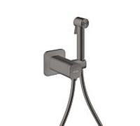 Douches bidette Hansgrohe AXOR Pommeau de douche bidette 29243340 1 jet Softsquare pour eau mitigée avec support de pommeau de douche et flexible de douche 1,25 m, chrome noir brossé