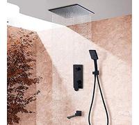 Douches, douche numérique murale à effet pluie, mitigeur à affichage numérique à 3 voies, noir, bec de baignoire pivotant, douche de salle de bain, ensemble complet de 12 pouces, ensemble complet de 8