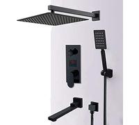 Douches, ensemble de robinet de douche à affichage numérique LED noir mat, système de douche de baignoire à effet pluie et cascade noir, robinet mélangeur de bain de douche numérique LCD interesting