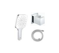 Douchette 3 jets Vitalio Smartactive chrome carré avec flexible 150 et support carré