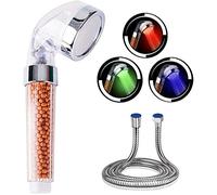 Douchette à main 7 Couleurs LED avec Tuyau,Douchette de Douche LED, Douchette douche salle de bain Pommeau de douche Haute Pression Economie d'Eau Pulvérisateur et double filtre anti chlore