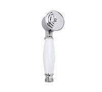 Douchette à main en céramique chromée blanche - Style téléphone, laiton massif, tête de 5cm, poignée de 17cm, connecteur G1/2