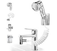 Douchette à main Encuryna pour lavabo, douchette de lavabo, avec tuyau, 1,5 m, avec support, support de pommeau de douche et distributeur de robinet, robinet pour handicapés, personnes âgées