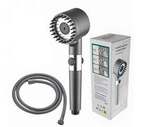 Douchette à main haute pression turbocompressée avec 3 modes de pulvérisation et tuyau flexible de 1,5 m - Finition chromée