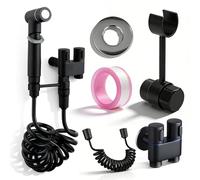 Douchette à main pour toilettes, bidet, en acier inoxydable robuste et de qualité supérieure, noir, avec double commande, pour le nettoyage de la salle de bain et le toilettage des animaux de