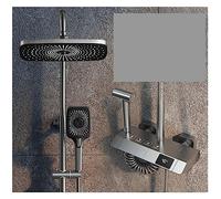 Douchette à Main, système de Douche thermostatique, Ensemble de Robinet de Salle de Bain avec Affichage numérique, Touches de Piano Grises, Baignoire 4 Fonctions, Robinet d'eau Chaude et Froide (Flag