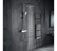 Douchette Douche Salle de Bain Kit Complet avec Robinet Bain Cascade Chromé | Colonne de Douche Reglable en Hauteur, Mitigeur Douche Mural avec Tête de Douche Pluie Rectangulaire 20×30Cm