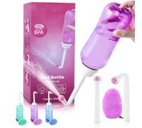 Douchette intime 450 ml avec Debarbouillette - Douchette Portable avec Bouton, Douche intime Périnée, Bidet Portable pour Post Partum, Déplacements, Toilettes et Voyages 1 pièce