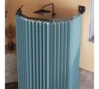 Douchette pliable avec barre réglable - Sans perçage - Design d'angle L/U-SD - Bonnets solides en lin - Gain de place - 3 plis - Pour petites salles de bains
