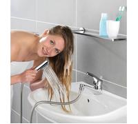 Douchette pour lavabo - WENKO - Duo - Tuyau extra-long 150 cm - Inox - Economie d'eau