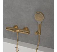 Douchette Villeroy & Boch Verve TVS10900100076 Ø 110 mm, 3 jets, avec protection anti-retour, fixation murale, finition or brossé