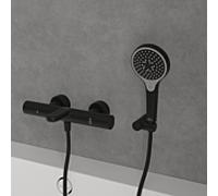 Douchette Villeroy & Boch Verve TVS109001000K5 Ø 110 mm, 3 jets, avec protection anti-retour, fixation murale, noir mat