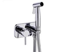 Douchette WC Portable Douchette WC dissimulée avec jet d'eau chaude et froide, for lave-linge, buse de chasse manuelle sous pression(Silver)