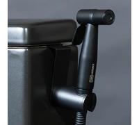 Douchette WC pour Toilette avec Jet Réglable - Marque Française - Bidet Hygiénique avec Robinet 3 Voies, Pistolet, Flexible et Support Inclus - Kit Hygiene Intime Complet (Noir Mat)