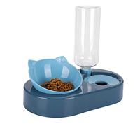 Douctrage Automatique du Distributeur d'eau et Mangeoire Alimentaire avec Conception D'époque de 500 ML de capacité pour Les Chats (Blue)