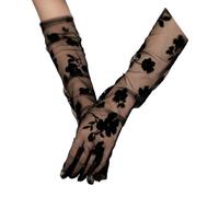 DOUDINGMAO Lot de 2 gants élégants à manches longues en dentelle extensible pour danses et fêtes costumées, Noir , taille unique
