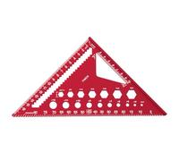 DOUDINGMAO Règle triangulaire en alliage d'aluminium rouge de 17,8 cm - Outil de marquage multifonction pour le travail du bois et le calcul d'angle