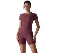 DOUDINGMAO Vêtements de sport légers 2 pièces à séchage rapide pour femme pour la course à pied, la danse, le quotidien, les tenues de gym pour femmes, ensemble de salons courts assortis, vêtements