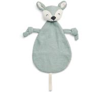 Doudou attache sucette biche en tricot vert cendre
