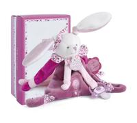 Doudou attache-sucette cerise le lapin