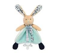 Doudou attache sucette lapin POUPI marine