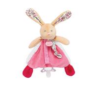 BABY NAT' - Doudou Lapin avec Attache Sucette et Tétine - 22 cm - Collection Poupi - Peluche Rose Fleurs - Idée Cadeau Naissance Filles et Garçons - Stimulation des Sens et Douceur - BN0610