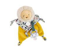 Doudou et Compagnie - BOH’Aime Lion Doudou Ocre Attache Sucette - Peluche Ultra Douce - avec Boîte Cadeau - Idée Cadeau Naissance Fille - Lavable en Machine - pour Bébé - DC4222