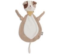 Jollein Doudou Bébé - Chien Mick - Beige/Blanc - Peluche & Attache-Sucette - Ultra Doux - Doudou Bébé - Cadeau de Naissance - 28x13 cm