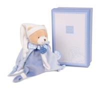 Doudou et Compagnie - Doudou Attache Tétine, Sucette - Petit Chou - Ours - Bleu - Boite Cadeau - 17 Cm - Idée Cadeau de Naissance Fille et Garçon - Garantie Doudou Perdu - DC2714