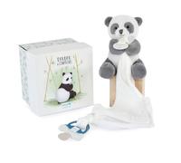 Doudou attache-sucette Panda - Doudou & compagnie Unicef - Blanc - 0/17 cm