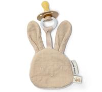 Doudou attache-tétine en gaze de coton Lapin